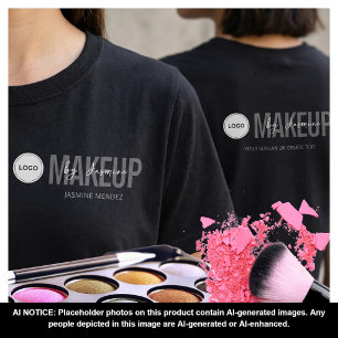 Zwart Minimalistisch Make-up Logo Werknemers Perso T-shirt