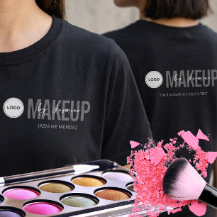 Zwart Minimalistisch Make-up Logo Werknemers Perso T-shirt