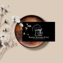 Zwart minimalistisch modern design voor bakkerij visitekaartje