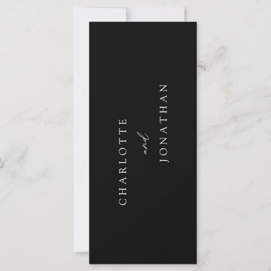 Zwart minimalistisch modern Elegant Wedding Menu (Achterkant)
