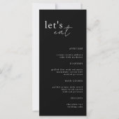 Zwart minimalistisch modern Elegant Wedding Menu (Voorkant)