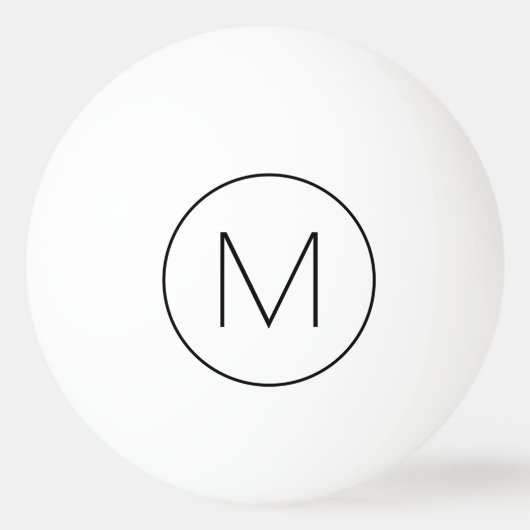 Zwart Minimalistisch Modern Lettertype Monogram Pingpongbal (Voorkant)
