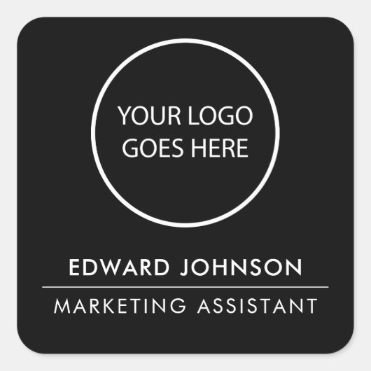 Zwart Minimalistisch Modern Logo Vierkante Sticker (Voorkant)