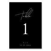 Zwart Minimalistisch Modern Nummer Bruiloft Tafel  Kaart (Achterkant)