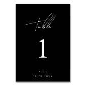 Zwart Minimalistisch Modern Nummer Bruiloft Tafel Kaart (Voorkant)