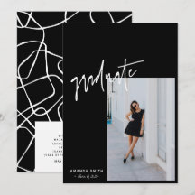 Zwart Minimalistisch Modern Script Foto Afstuderen