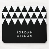 Zwart minimalistisch modern wit driehoekspatroon muismat (Voorkant)