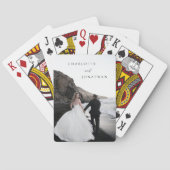 Zwart Minimalistisch Modern Zijn & Haar Custom Fot Pokerkaarten (Achterkant)