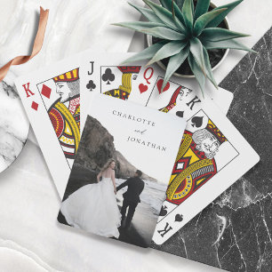 Zwart Minimalistisch Modern Zijn & Haar Custom Fot Pokerkaarten