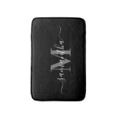 Zwart Minimalistisch Monogram Badmat (Voorkant Verticaal)