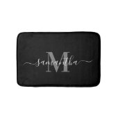 Zwart Minimalistisch Monogram Badmat (Voorkant)