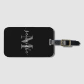 Zwart Minimalistisch Monogram Bagagelabel (Voorkant (horizontaal))