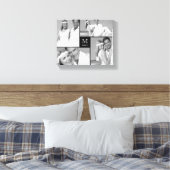 Zwart Minimalistisch Monogram Bruiloft 4 Fotocolla Canvas Afdruk (Insitu (Slaapkamer))