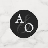 Zwart minimalistisch monogram bruiloft confetti (Kleine voorkant)