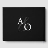 Zwart minimalistisch monogram bruiloft gastenboek (Achterkant)