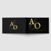 Zwart minimalistisch monogram bruiloft gastenboek (Volledig)