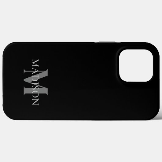 Zwart minimalistisch monogram Case-Mate iPhone case (Achterkant (horizontaal))