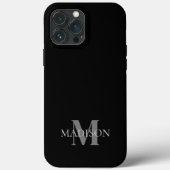Zwart minimalistisch monogram Case-Mate iPhone case (Achterkant)