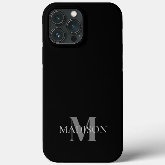 Zwart minimalistisch monogram Case-Mate iPhone case (Achterkant)