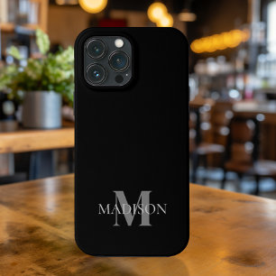 Zwart minimalistisch monogram Case-Mate iPhone case