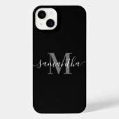 Zwart Minimalistisch Monogram iPhone Hoesje (Achterkant)