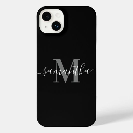 Zwart Minimalistisch Monogram iPhone Hoesje (Achterkant)