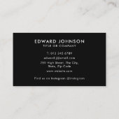 Zwart Minimalistisch Monogram Modern Professioneel Visitekaartje (Achterkant)