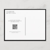 Zwart minimalistisch monogram QR-code bruiloft Uitnodiging Briefkaart (Achterkant)