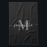 Zwart Minimalistisch Monogram Theedoek<br><div class="desc">Zwart Minimalistisch Monogram</div>