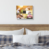 Zwart minimalistisch monogram trouw 4 foto collage canvas afdruk (Insitu (Slaapkamer))