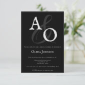 Zwart minimalistisch monogram Vrijgezellenfeest Kaart (Staand voorkant)