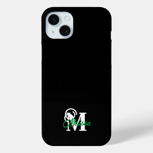 Zwart minimalistisch monogramed Case-Mate iPhone case (Achterkant)