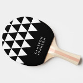 Zwart minimalistisch naamwit driehoekspatroon tafeltennisbatje (Zijkant)