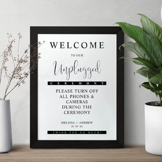 Zwart minimalistisch niet-plugged Weddenbord Poster