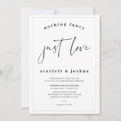 Zwart minimalistisch Niets Fancy Alleen Liefde Tro Kaart (Voorkant)