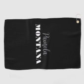 Zwart Minimalistisch Persoonlijk Modern Golfhanddoek (Horizontaal)
