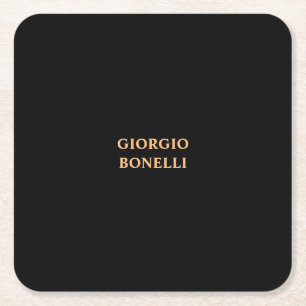 Zwart Minimalistisch Persoonlijk Modern Kartonnen Onderzetters