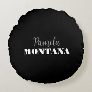 Zwart Minimalistisch Persoonlijk Modern Rond Kussen