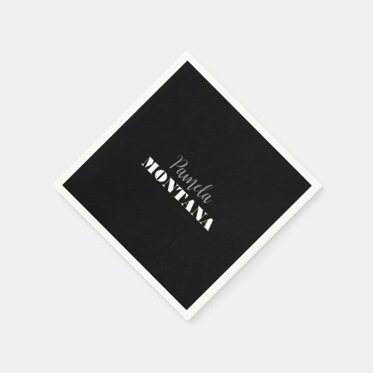 Zwart Minimalistisch Persoonlijk Modern Servet (Hoek)