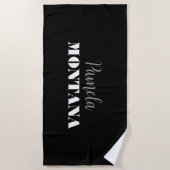 Zwart Minimalistisch Persoonlijk Modern Strandlaken (Voorkant)