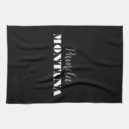 Zwart Minimalistisch Persoonlijk Modern Theedoek (Horizontaal)