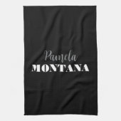 Zwart Minimalistisch Persoonlijk Modern Theedoek (Verticaal)