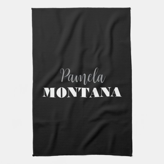 Zwart Minimalistisch Persoonlijk Modern Theedoek (Verticaal)