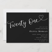 Zwart minimalistisch script 21ste verjaardag kaart (Voorkant)