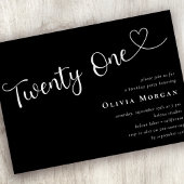 Zwart minimalistisch script 21ste verjaardag kaart