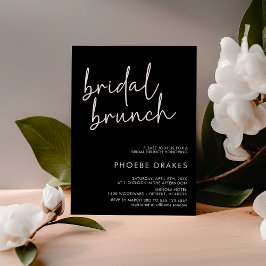 Zwart Minimalistisch Script Bridal Brunch Kaart