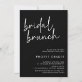 Zwart Minimalistisch Script Bridal Brunch Kaart (Voorkant)