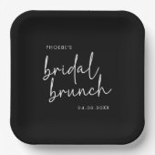 Zwart Minimalistisch Script Bridal Brunch Papieren Bordje (Voorkant)