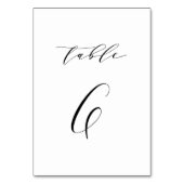 Zwart minimalistisch script bruiloft-nummer 6 kaart (Achterkant)