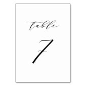 Zwart minimalistisch script bruiloft-nummer 7 kaart (Achterkant)